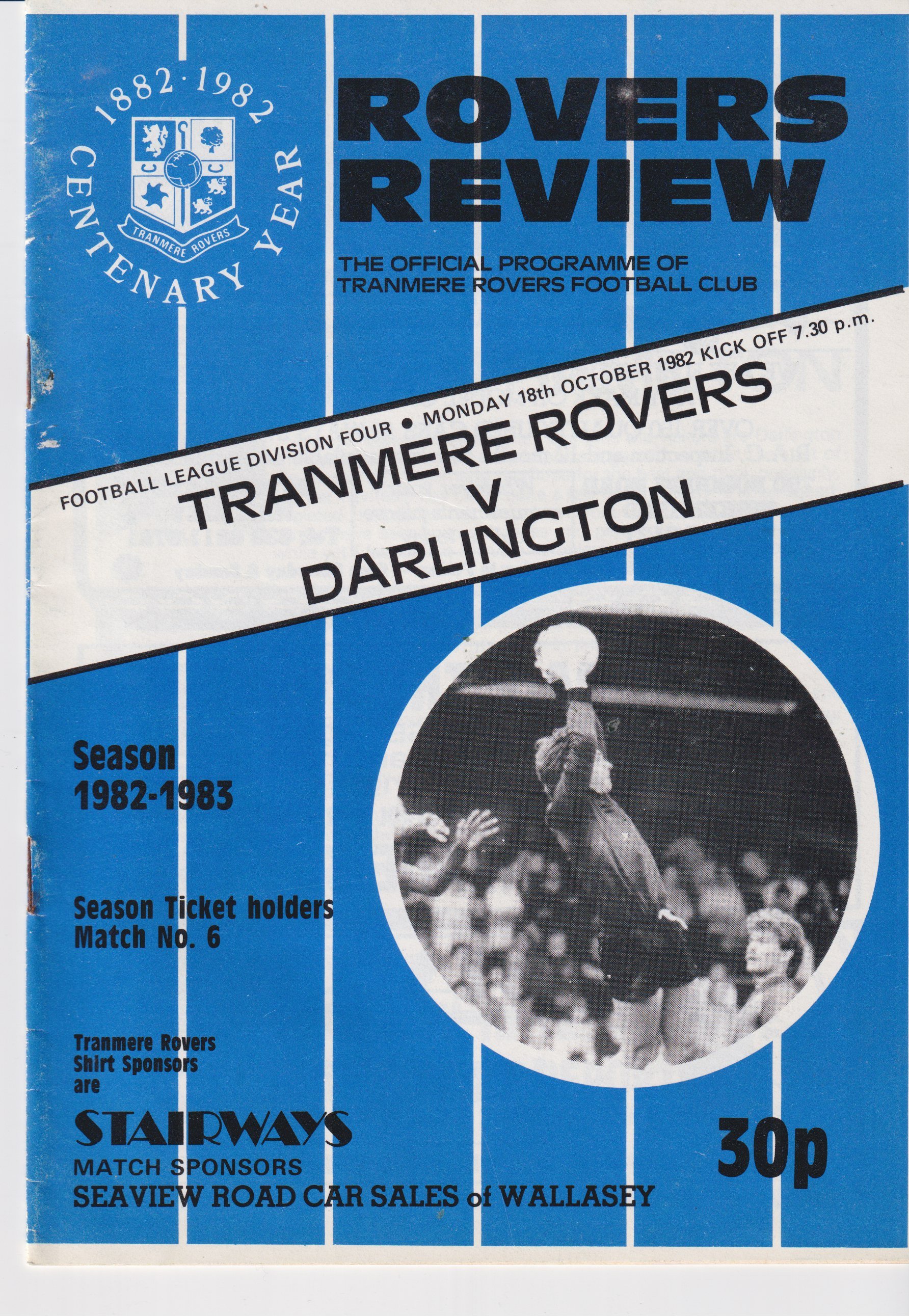 Tranmere Rovers v Darlington match programme